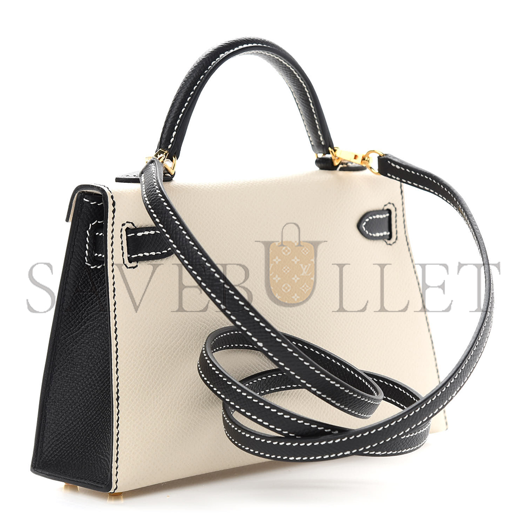 HERMÈS MASTER EPSOM HORSESHOE MINI KELLY II CRAIE BLACK (19*12*5.5cm) 